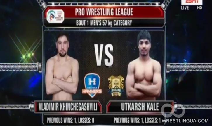 Вольная борьба: Владимер Хинчигашвили - Utkarsh kale 16.01.2018, Pro Wrestling League-2018 видео запись схватки