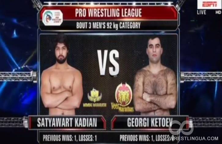 Вольная борьба: Георгий Кетоев - Satyawart Kadian 17.01.2018, Pro Wrestling League-2018 видео запись схватки